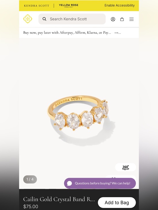 Kendra Scott Jewelry - Kendra Scott Gold Oval Clear Five-Stone Ring